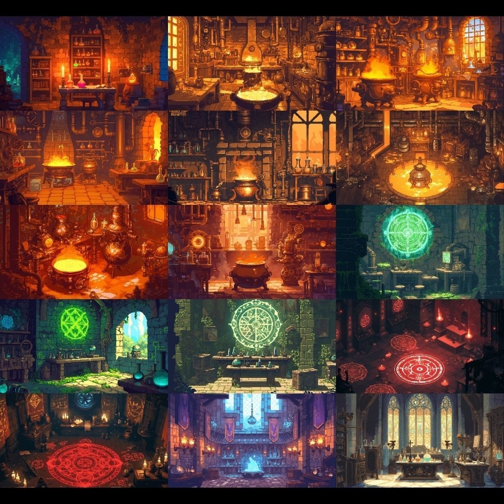 【背景素材】 研究所 ドット絵風 260枚|培養室•冷却室•魔導研究室•廊下•階段•ロビー•休憩室•外観etc(TRPG, マダミス, ココフォリア, ゲーム)