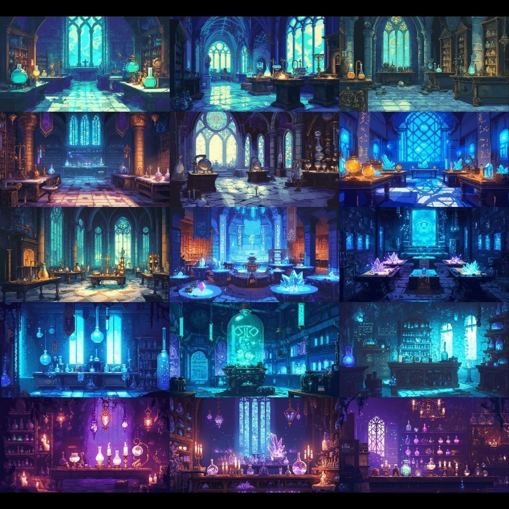 【背景素材】 研究所 ドット絵風 260枚|培養室•冷却室•魔導研究室•廊下•階段•ロビー•休憩室•外観etc(TRPG, マダミス, ココフォリア, ゲーム)