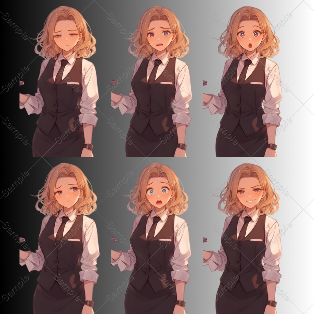 【立ち絵素材】バー店主(男性・女性)表情差分_各20種|TRPG・ゲーム素材・配信素材