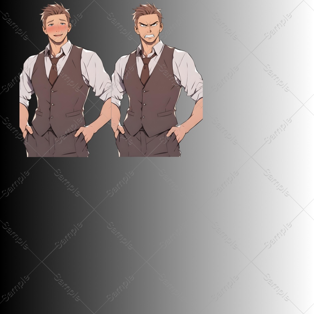 【立ち絵素材】バー店主(男性・女性)表情差分_各20種|TRPG・ゲーム素材・配信素材