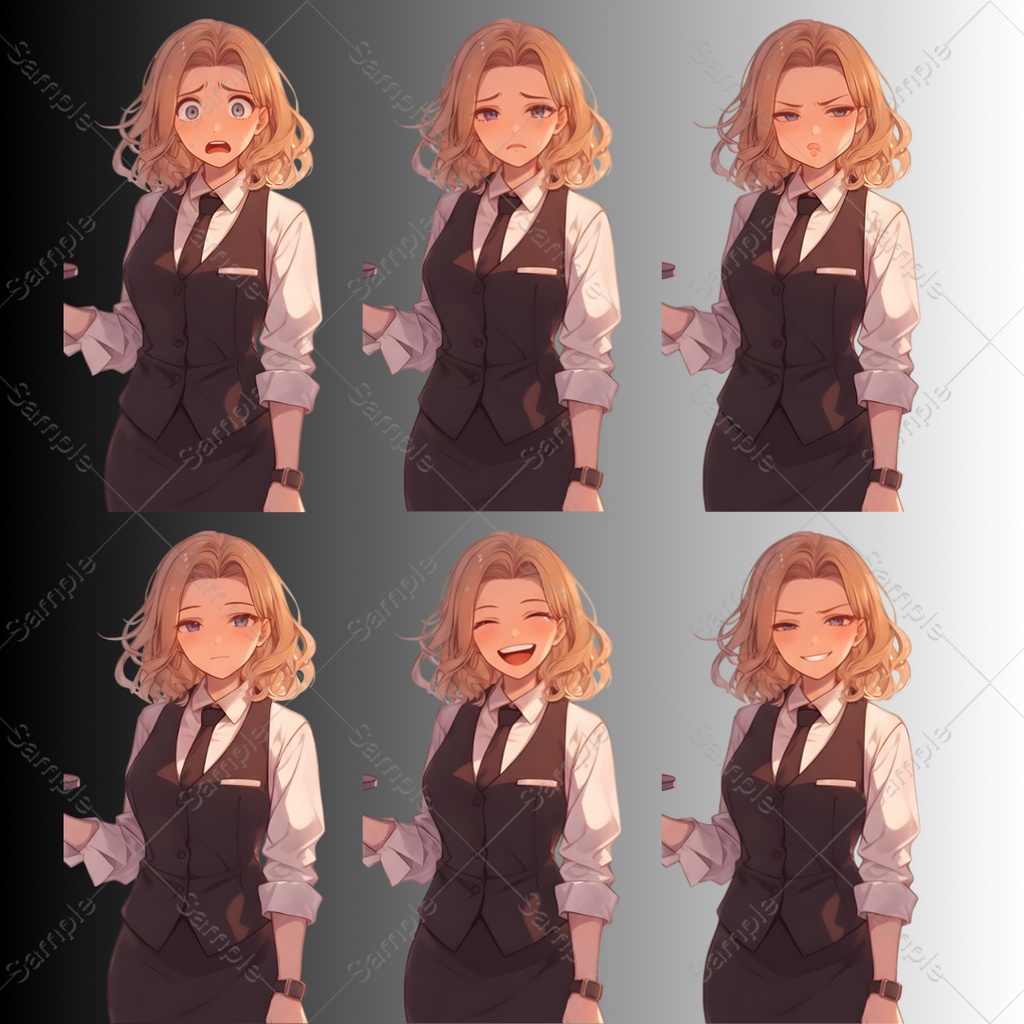 【立ち絵素材】バー店主(男性・女性)表情差分_各20種|TRPG・ゲーム素材・配信素材