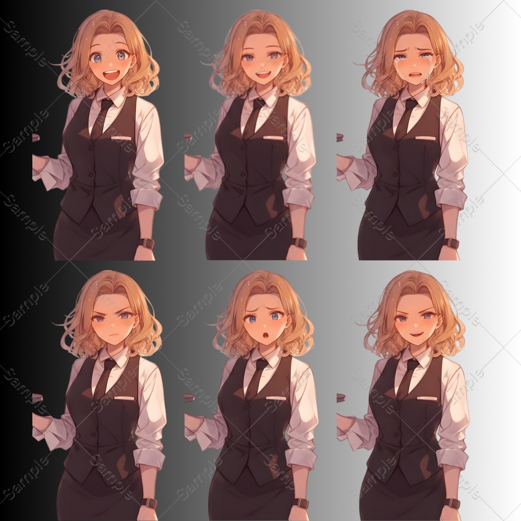 【立ち絵素材】バー店主(男性・女性)表情差分_各20種|TRPG・ゲーム素材・配信素材