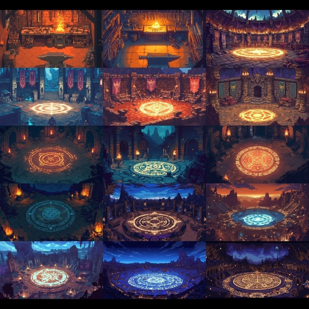 【背景素材】 ダンジョン ドット絵風 380枚|洞窟•祭壇•通路•入り口•村•牢獄•村•神殿•宝石庫•墓•部屋etc(TRPG, マダミス, ココフォリア, ゲーム)