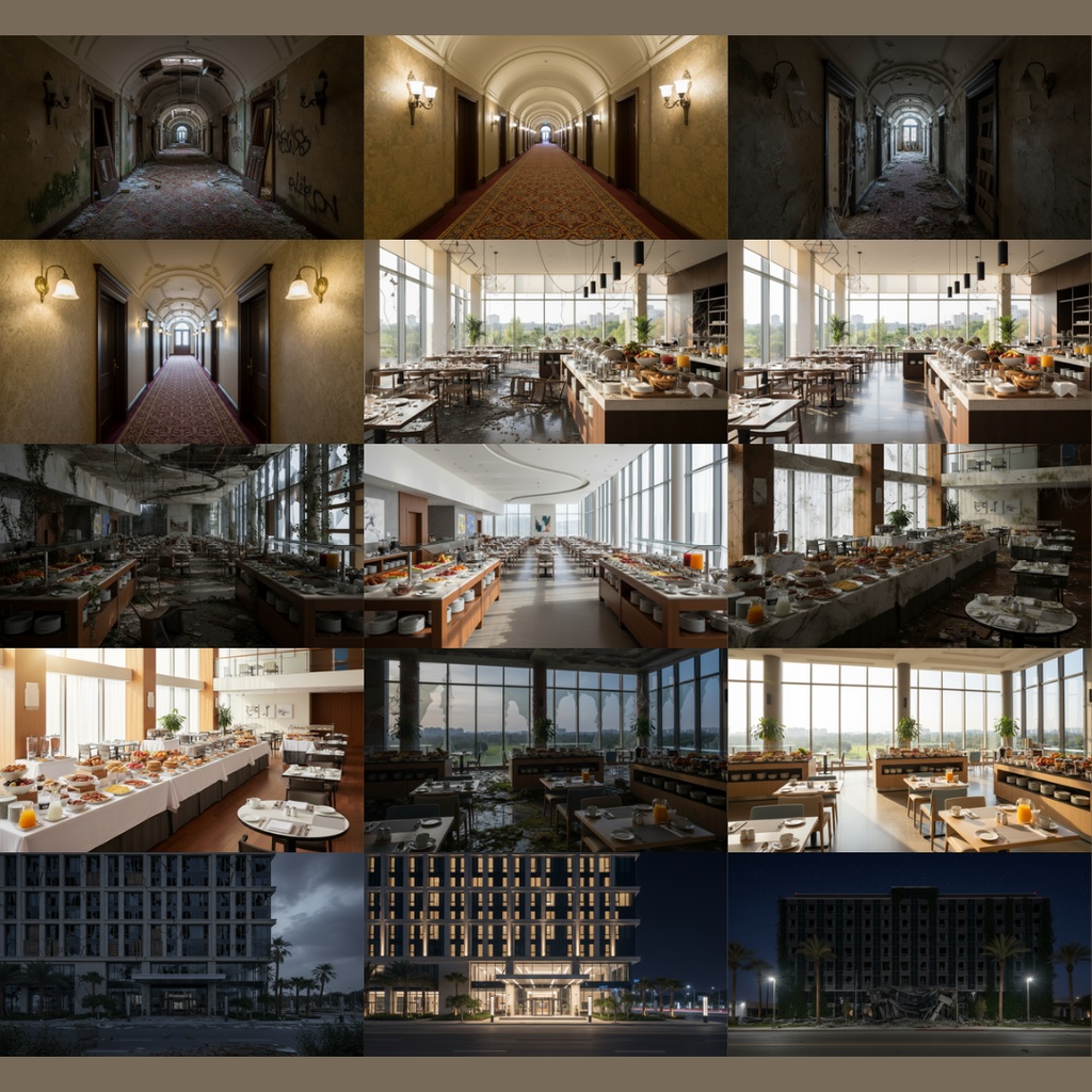 【背景素材】 ホテル差分 廃墟化 112枚|屋内プール・スイートルーム・カフェ・外観・バー・廊下・ホテル客室etc(TRPG, マダミス, ココフォリア, ゲーム)