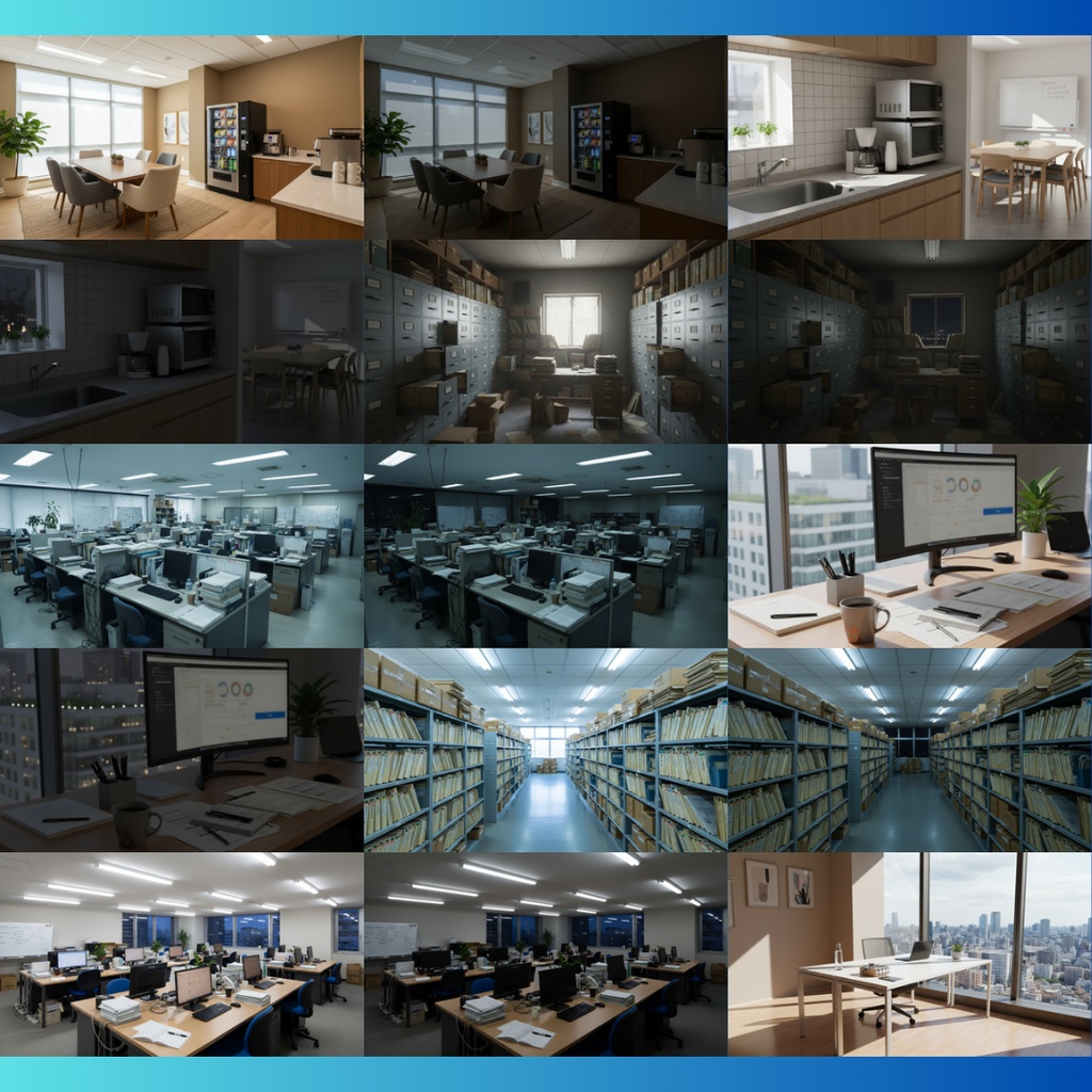 【背景素材】 オフィス/昼夜差分あり 50枚|コピー室・オフィス街・エントランス・資料室・書類保管庫・休憩室・給湯室・搬入口・社長室・窓際etc(TRPG, マダミス, ココフォリア, ゲーム)