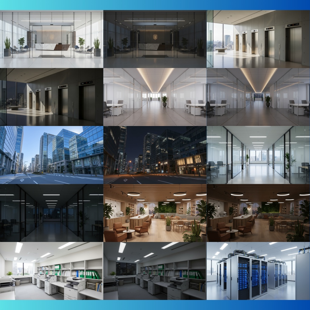 【背景素材】 オフィス/昼夜差分あり 50枚|コピー室・オフィス街・エントランス・資料室・書類保管庫・休憩室・給湯室・搬入口・社長室・窓際etc(TRPG, マダミス, ココフォリア, ゲーム)