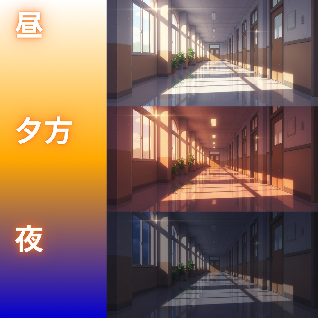 【背景素材】学校|昼/夕方/夜 差分あり 156枚|階段・屋上・教室・渡り廊下・校庭・昇降口・図書室・保健室etc(TRPG, マダミス, ココフォリア, ゲーム)