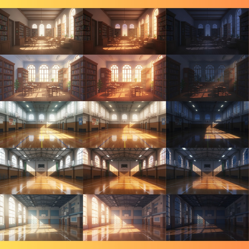 【背景素材】学校|昼/夕方/夜 差分あり 156枚|階段・屋上・教室・渡り廊下・校庭・昇降口・図書室・保健室etc(TRPG, マダミス, ココフォリア, ゲーム)