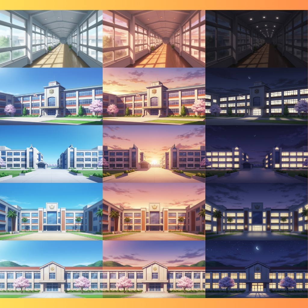 【背景素材】学校|昼/夕方/夜 差分あり 156枚|階段・屋上・教室・渡り廊下・校庭・昇降口・図書室・保健室etc(TRPG, マダミス, ココフォリア, ゲーム)