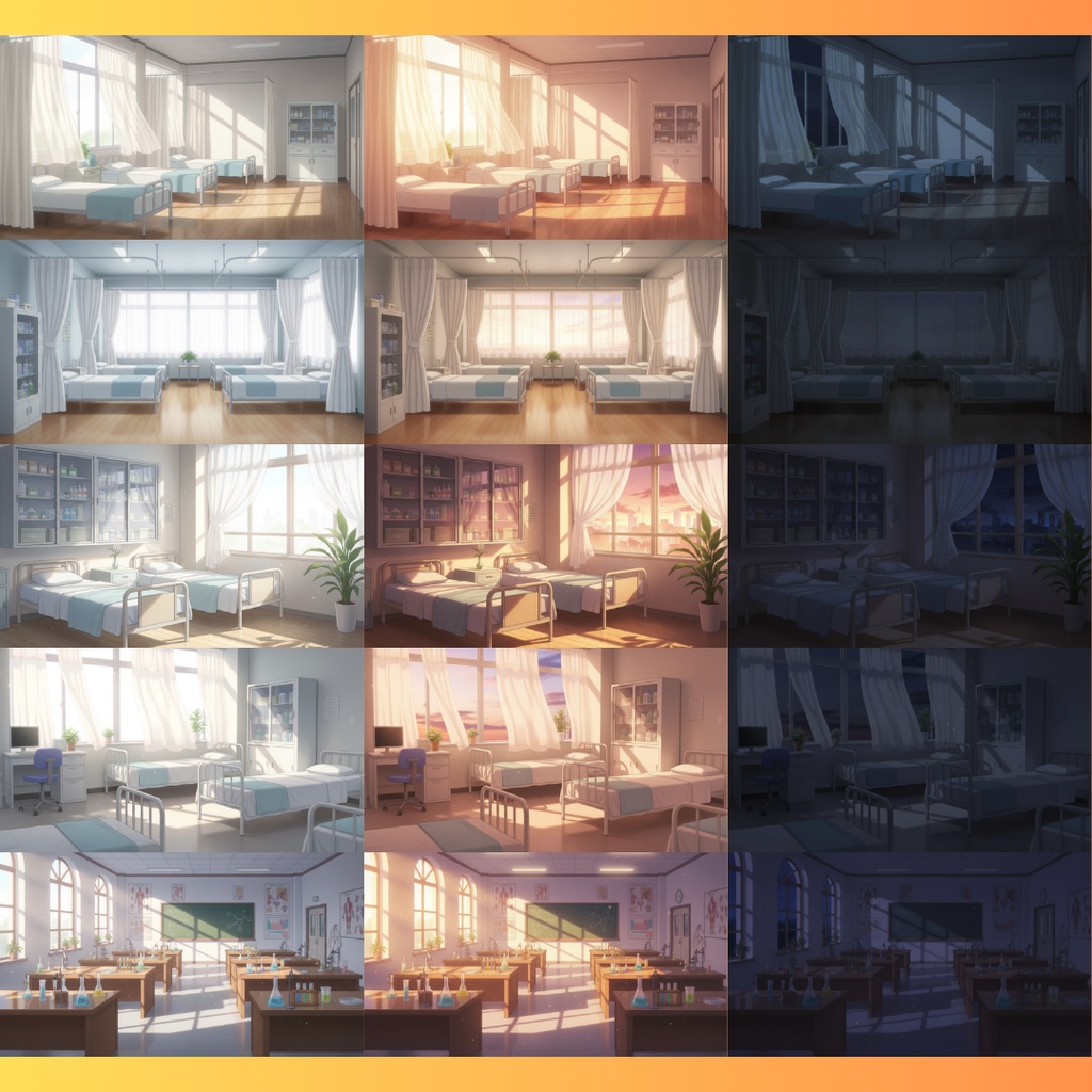 【背景素材】学校|昼/夕方/夜 差分あり 156枚|階段・屋上・教室・渡り廊下・校庭・昇降口・図書室・保健室etc(TRPG, マダミス, ココフォリア, ゲーム)