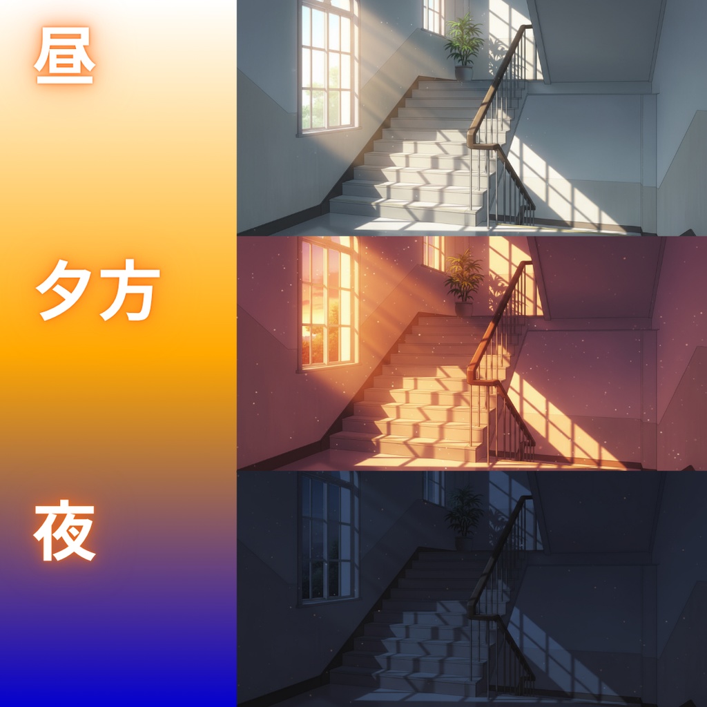 【背景素材】学校|昼/夕方/夜 差分あり 156枚|階段・屋上・教室・渡り廊下・校庭・昇降口・図書室・保健室etc(TRPG, マダミス, ココフォリア, ゲーム)