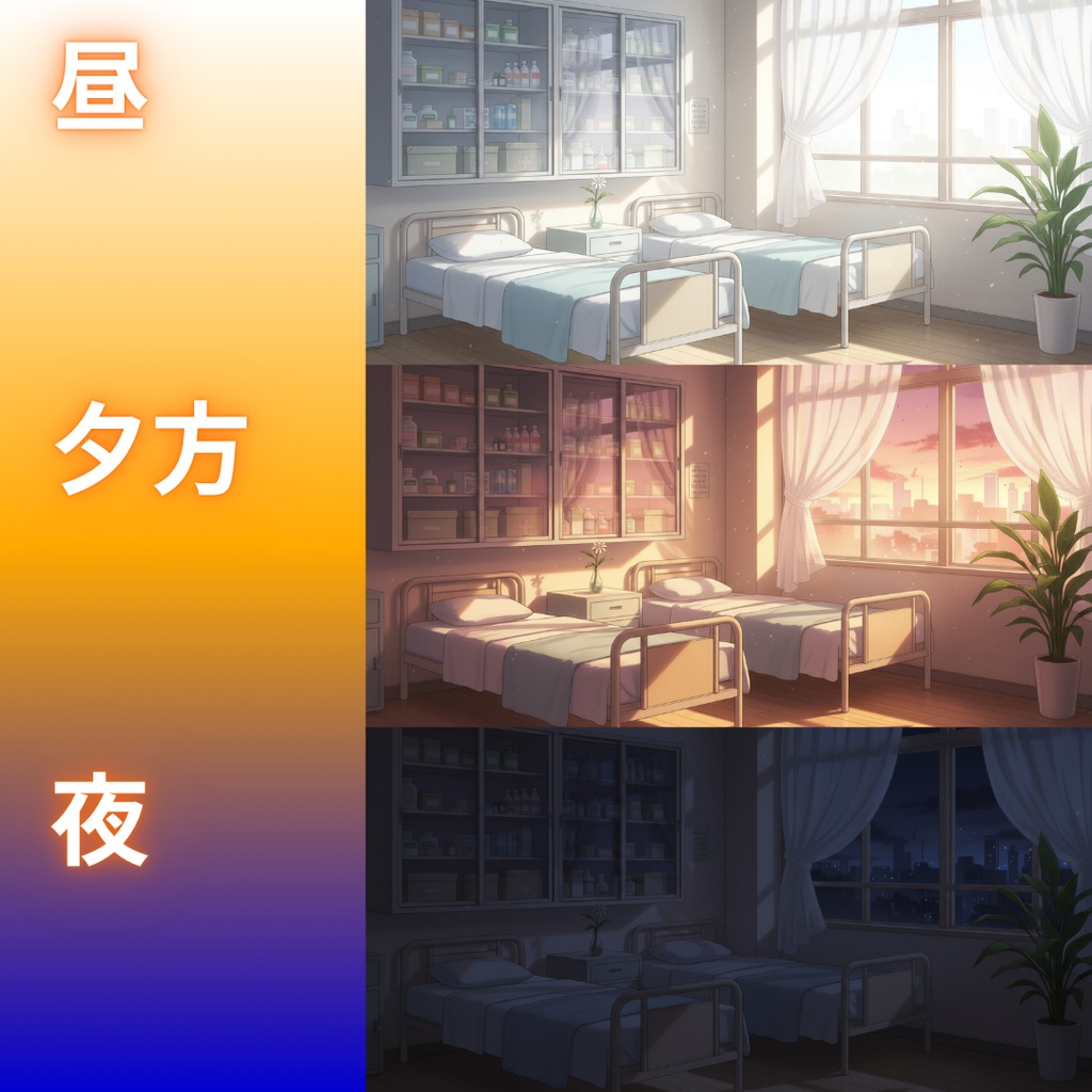 【背景素材】学校|昼/夕方/夜 差分あり 156枚|階段・屋上・教室・渡り廊下・校庭・昇降口・図書室・保健室etc(TRPG, マダミス, ココフォリア, ゲーム)