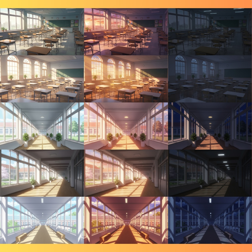 【背景素材】学校|昼/夕方/夜 差分あり 156枚|階段・屋上・教室・渡り廊下・校庭・昇降口・図書室・保健室etc(TRPG, マダミス, ココフォリア, ゲーム)