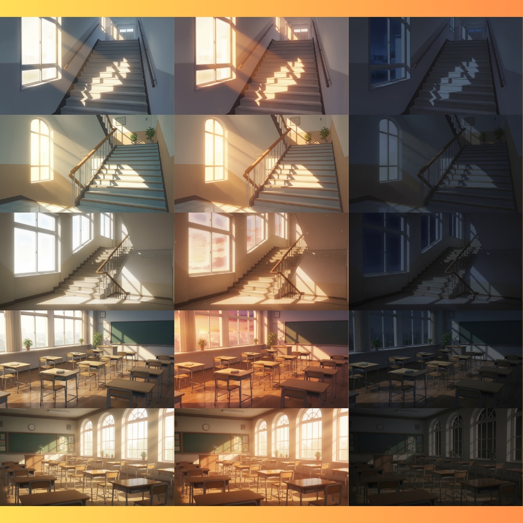 【背景素材】学校|昼/夕方/夜 差分あり 156枚|階段・屋上・教室・渡り廊下・校庭・昇降口・図書室・保健室etc(TRPG, マダミス, ココフォリア, ゲーム)