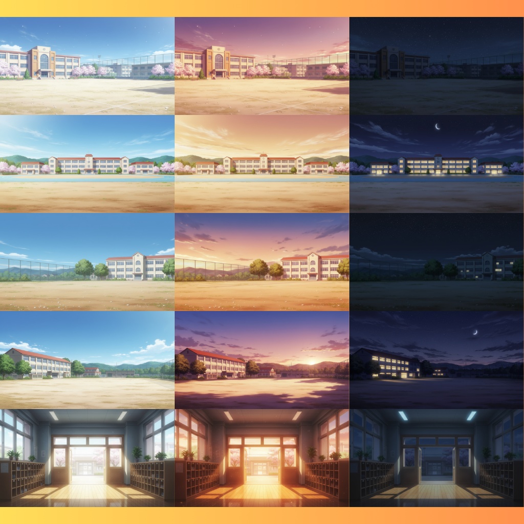 【背景素材】学校|昼/夕方/夜 差分あり 156枚|階段・屋上・教室・渡り廊下・校庭・昇降口・図書室・保健室etc(TRPG, マダミス, ココフォリア, ゲーム)