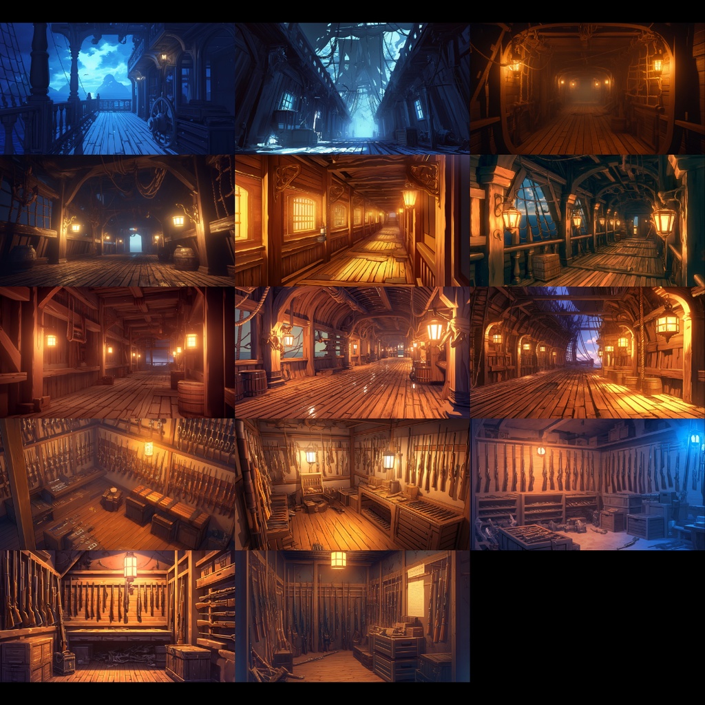 【背景素材】 海賊船 135枚|デッキ•外観•大砲•寝室•通路•武器庫•貨物室etc(TRPG, マダミス, ココフォリア, ゲーム)