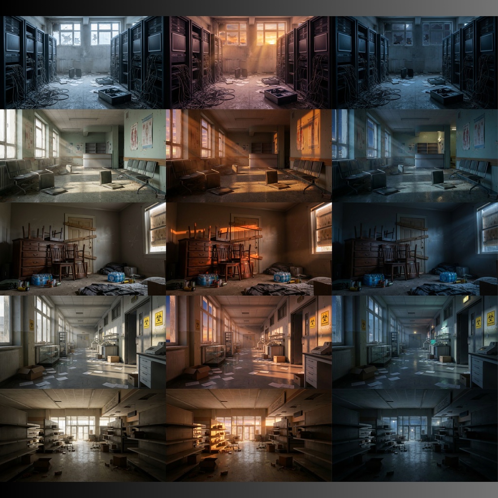 【背景素材】ゾンビ世界 72枚|ガソリンスタンド・地下駐車場・廃オフィス・廃墟ビル・倉庫・工場・コンピュータールームetc(TRPG, マダミス, ココフォリア, ゲーム)