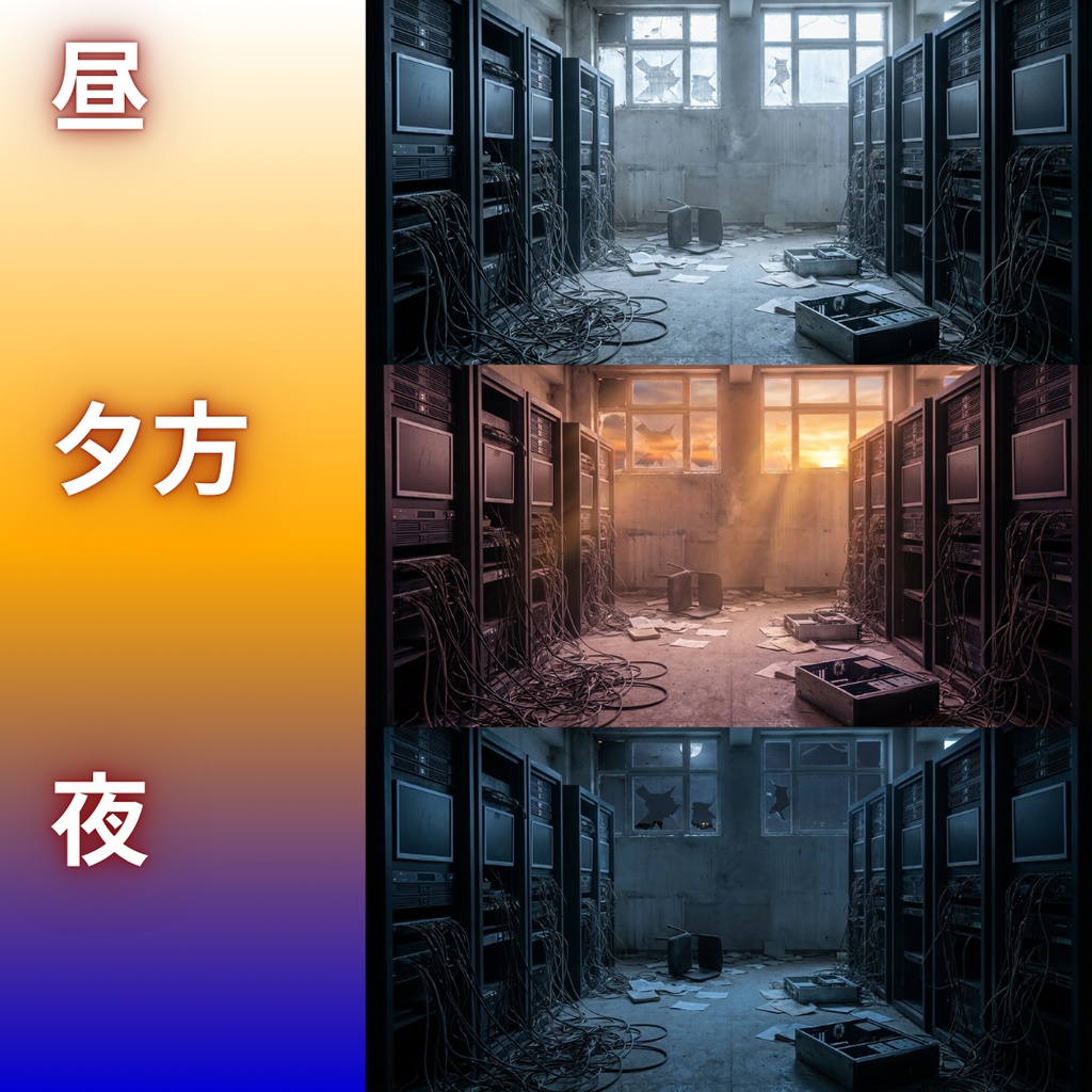 【背景素材】ゾンビ世界 72枚|ガソリンスタンド・地下駐車場・廃オフィス・廃墟ビル・倉庫・工場・コンピュータールームetc(TRPG, マダミス, ココフォリア, ゲーム)