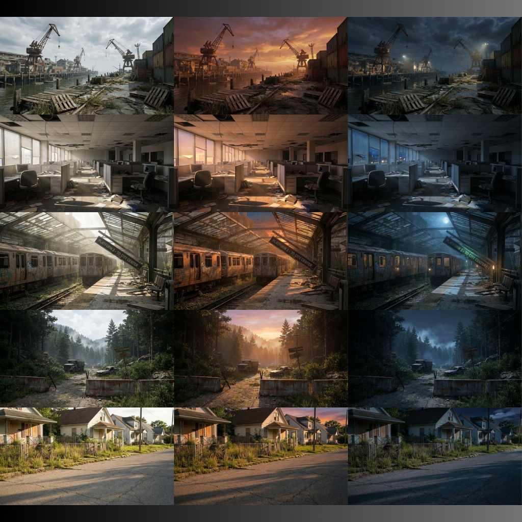 【背景素材】ゾンビ世界 72枚|ガソリンスタンド・地下駐車場・廃オフィス・廃墟ビル・倉庫・工場・コンピュータールームetc(TRPG, マダミス, ココフォリア, ゲーム)