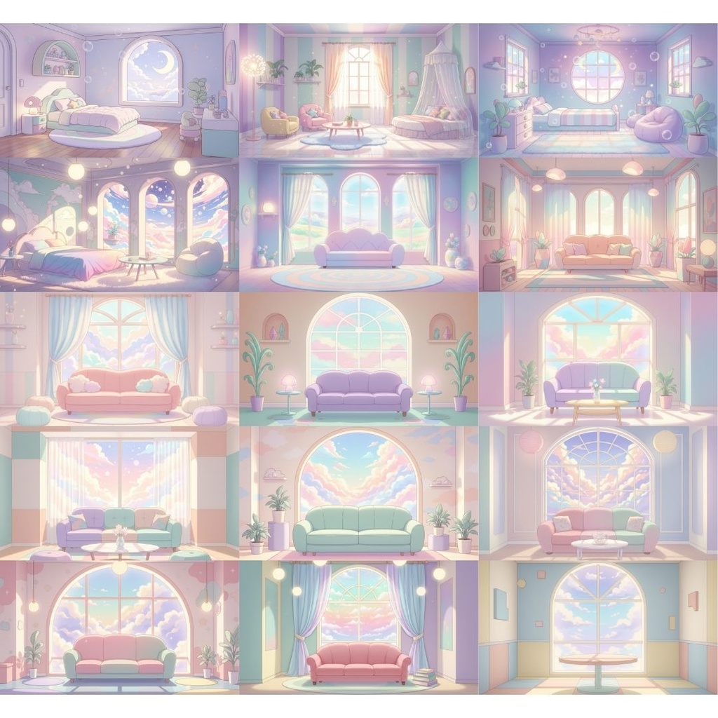 【背景素材】 ゆめかわ背景 87枚|街並み•自然•風景•遊園地•部屋•通路•ゲート•森(TRPG, マダミス, ココフォリア, ゲーム)