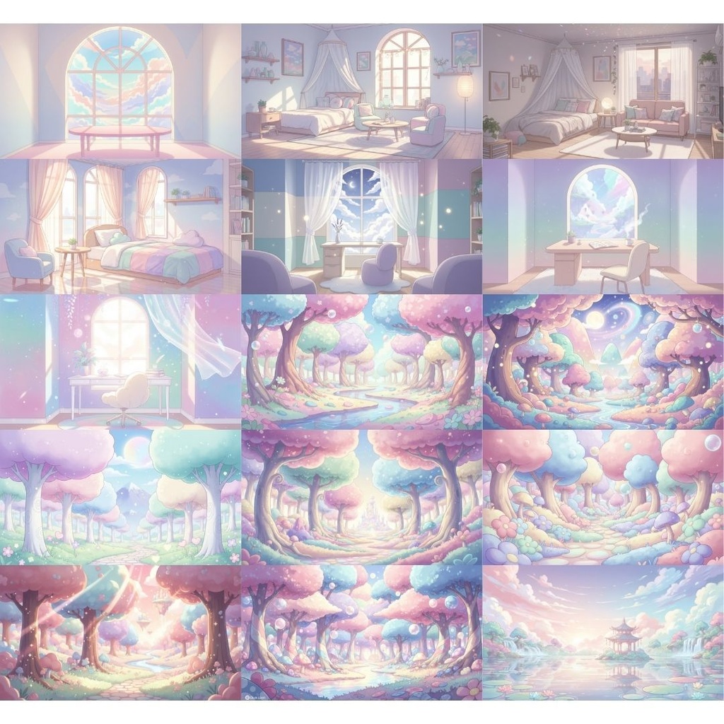 【背景素材】 ゆめかわ背景 87枚|街並み•自然•風景•遊園地•部屋•通路•ゲート•森(TRPG, マダミス, ココフォリア, ゲーム)