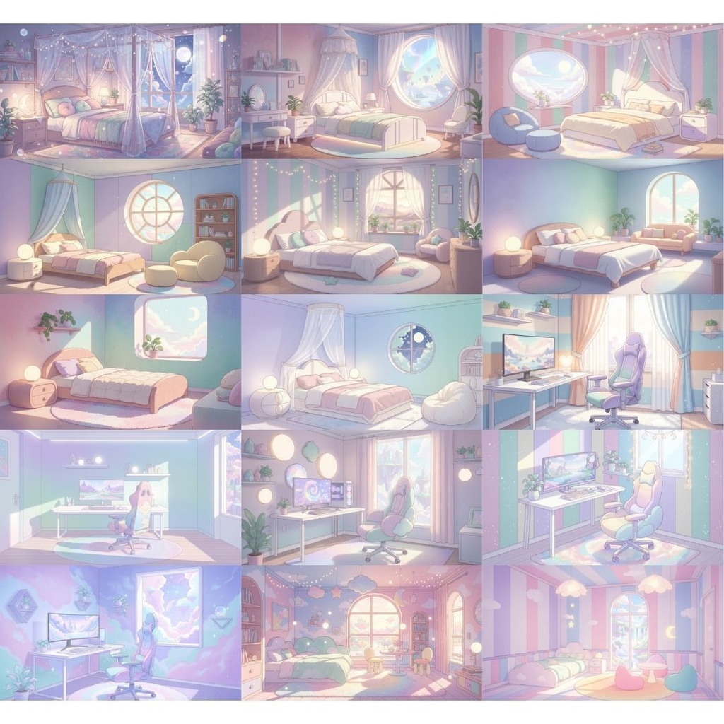 【背景素材】 ゆめかわ背景 87枚|街並み•自然•風景•遊園地•部屋•通路•ゲート•森(TRPG, マダミス, ココフォリア, ゲーム)