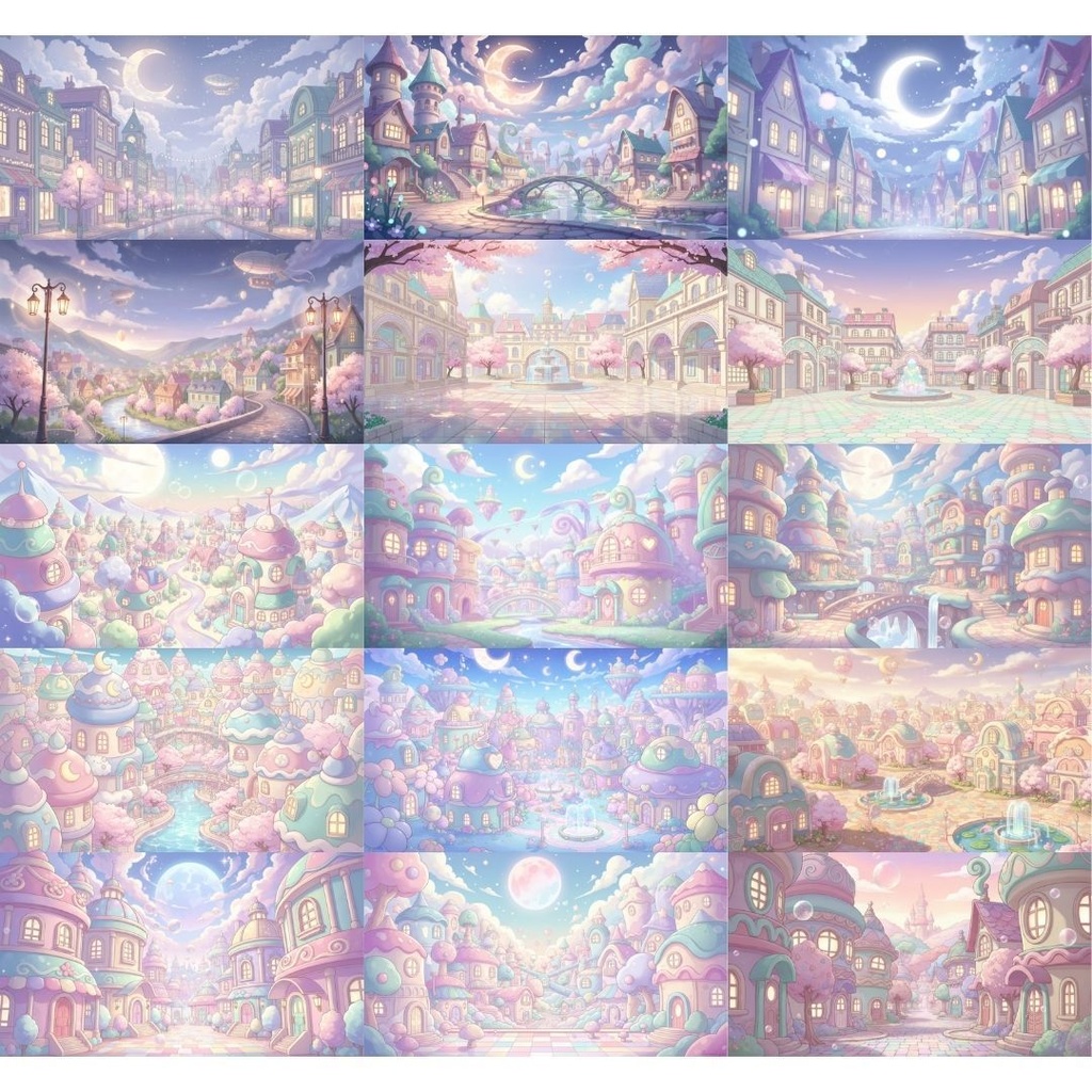 【背景素材】 ゆめかわ背景 87枚|街並み•自然•風景•遊園地•部屋•通路•ゲート•森(TRPG, マダミス, ココフォリア, ゲーム)