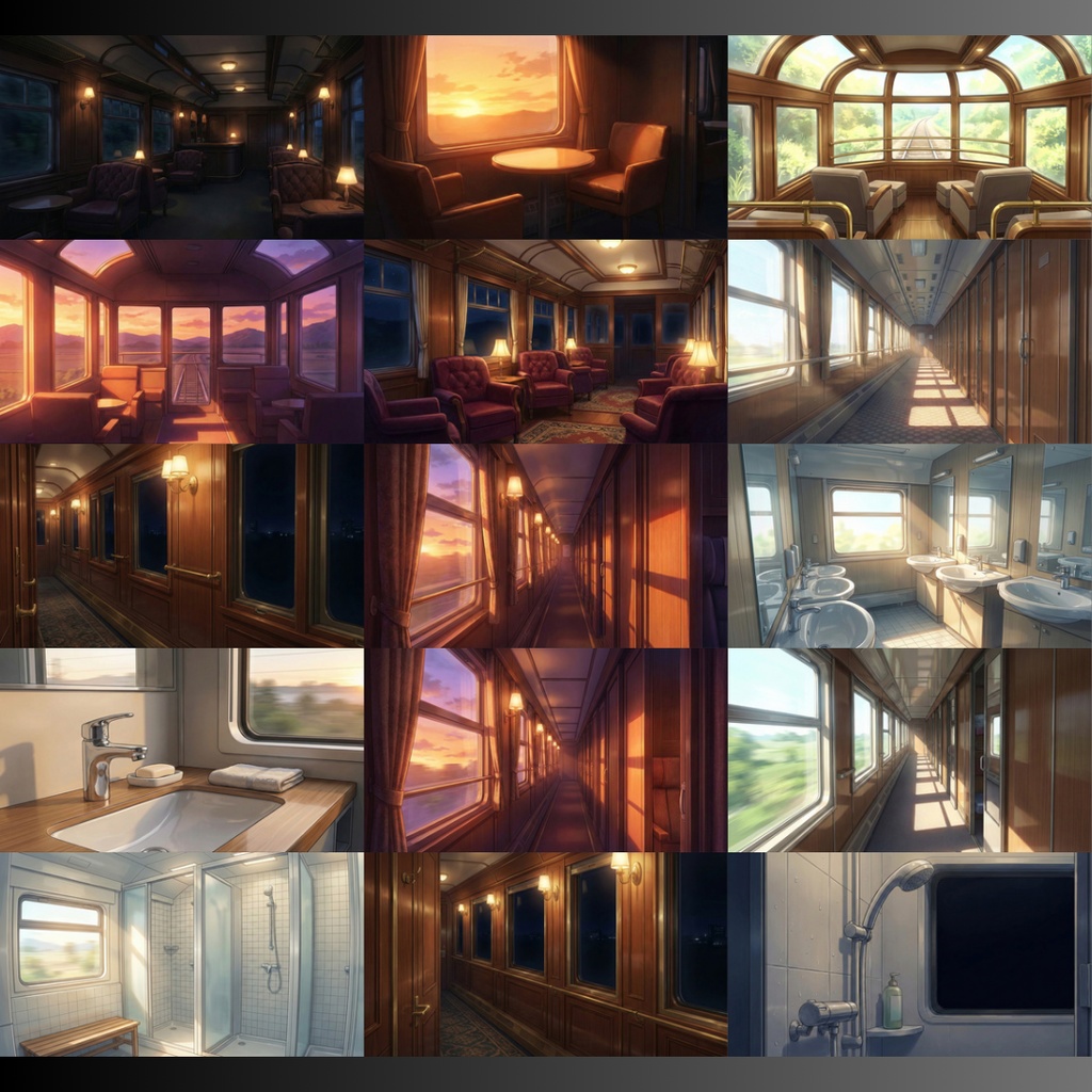 【背景素材】 寝台列車 120枚|客室•廊下•機関室•ベッド•手紙•外観•貨物室etc(TRPG, マダミス, ココフォリア, ゲーム)