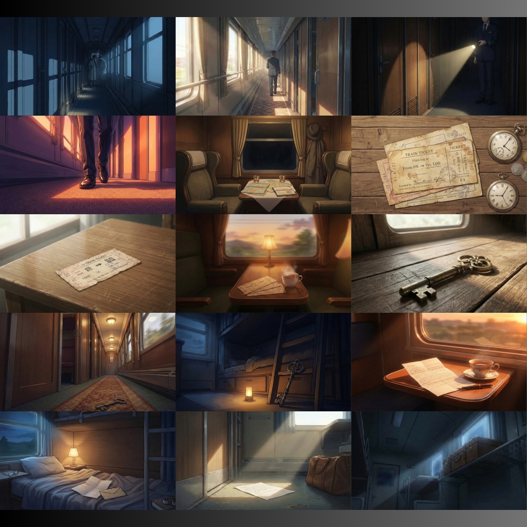 【背景素材】 寝台列車 120枚|客室•廊下•機関室•ベッド•手紙•外観•貨物室etc(TRPG, マダミス, ココフォリア, ゲーム)