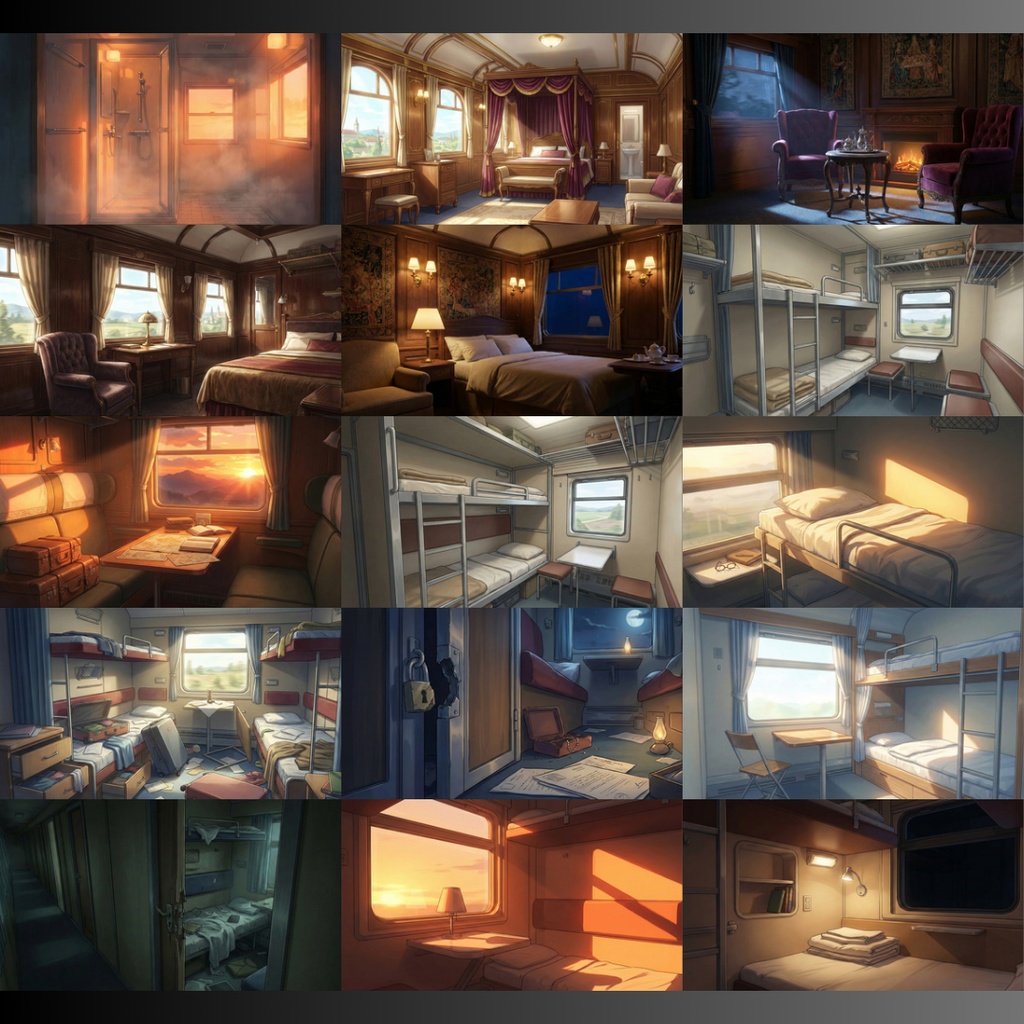 【背景素材】 寝台列車 120枚|客室•廊下•機関室•ベッド•手紙•外観•貨物室etc(TRPG, マダミス, ココフォリア, ゲーム)