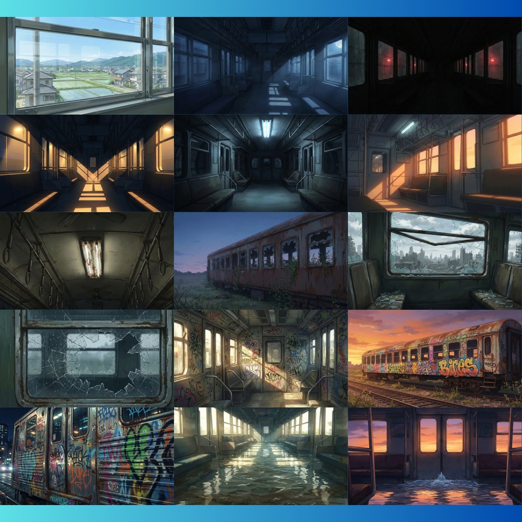 【背景素材】 電車 90枚|列車内・外観・座席・パーツ・屋根上etc(TRPG, マダミス, ココフォリア, ゲーム)