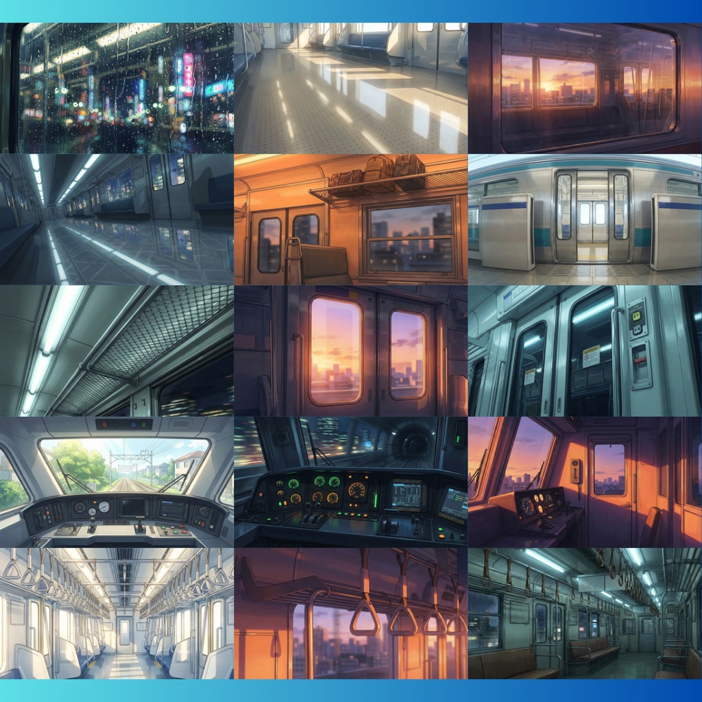 【背景素材】 電車 90枚|列車内・外観・座席・パーツ・屋根上etc(TRPG, マダミス, ココフォリア, ゲーム)