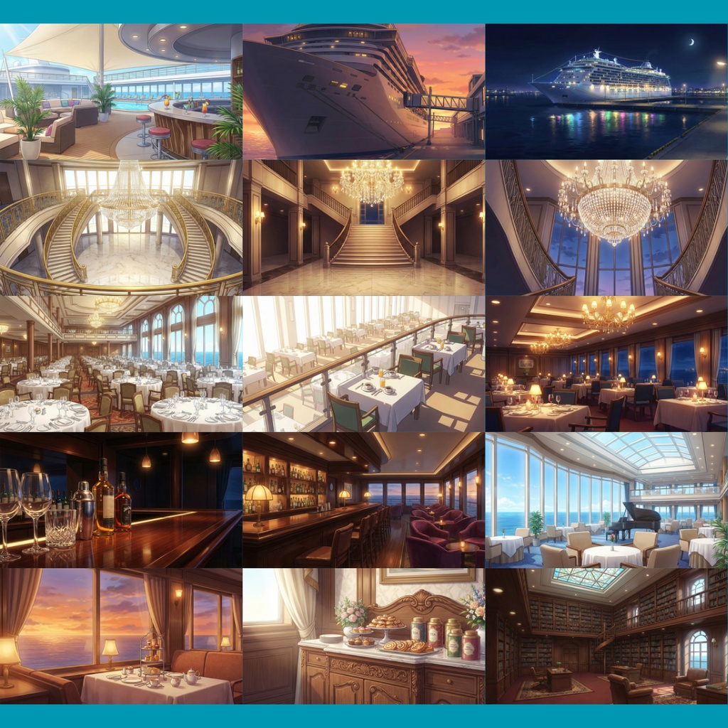 【背景素材】 豪華客船 118枚|客室・廊下・共有スペース・カジノ・ロビー・プール・バー etc(TRPG, マダミス, ココフォリア, ゲーム)