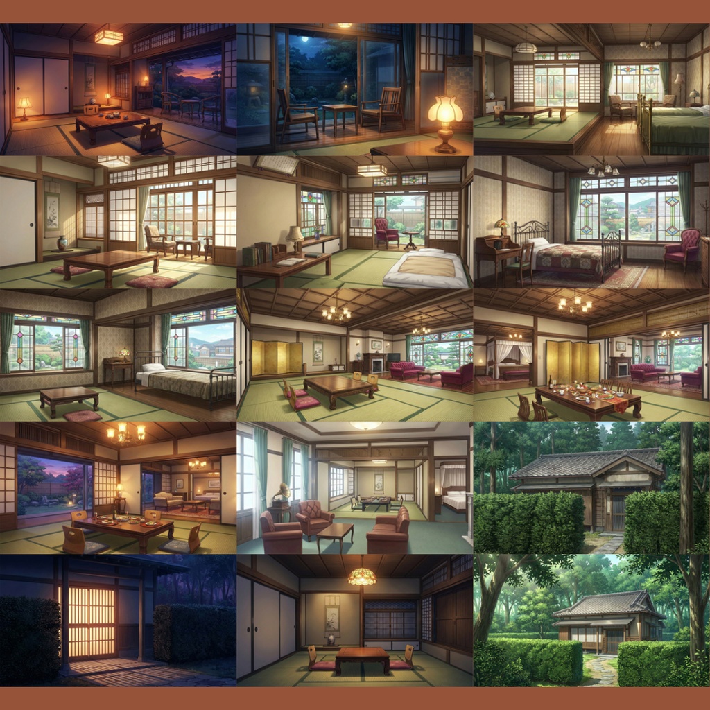 【背景素材】レトロな温泉旅館 111枚|客室・廊下・共有スペース・娯楽遊戯エリア・温泉街・周辺環境 etc(TRPG, マダミス, ココフォリア, ゲーム)