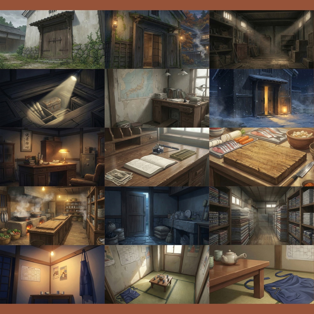 【背景素材】レトロな温泉旅館 111枚|客室・廊下・共有スペース・娯楽遊戯エリア・温泉街・周辺環境 etc(TRPG, マダミス, ココフォリア, ゲーム)