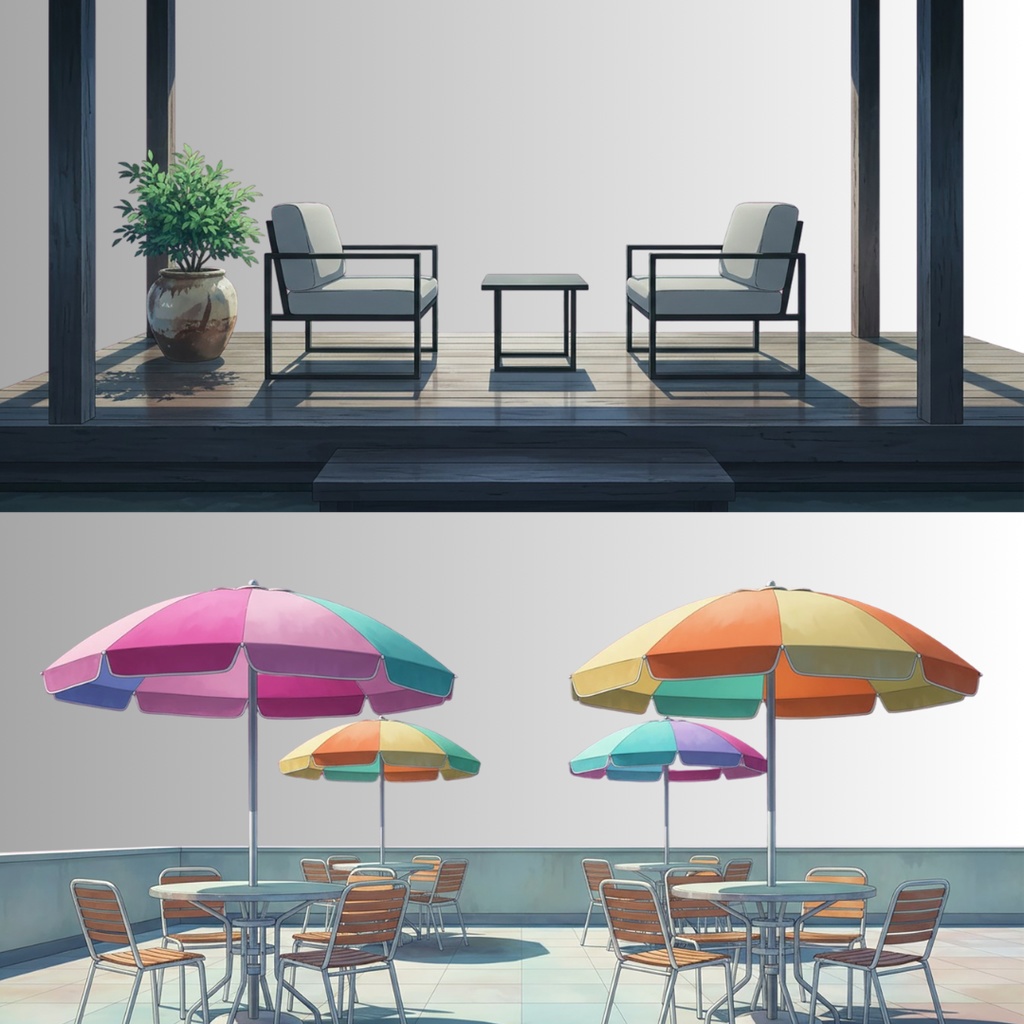 【透過素材】空だけ透過した背景15枚|配信背景・VTuber・Lo-fi・テラス・バルコニー・Relax