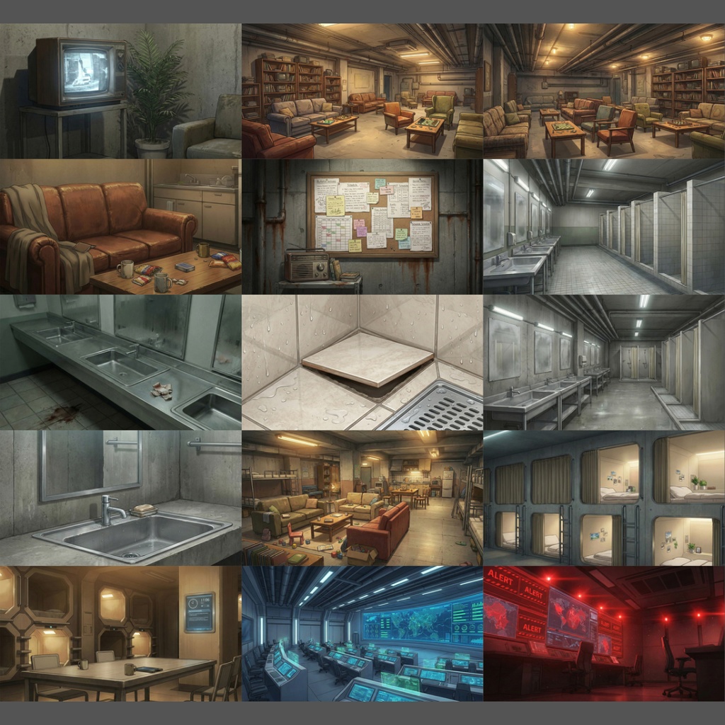 【背景素材】 地下シェルター 108枚|居住・生活・インフラ・研究・異変・境界・扉・荒廃etc(TRPG, マダミス, ココフォリア, ゲーム)