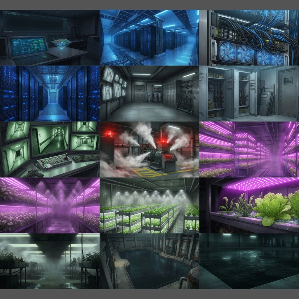 【背景素材】 地下シェルター 108枚|居住・生活・インフラ・研究・異変・境界・扉・荒廃etc(TRPG, マダミス, ココフォリア, ゲーム)