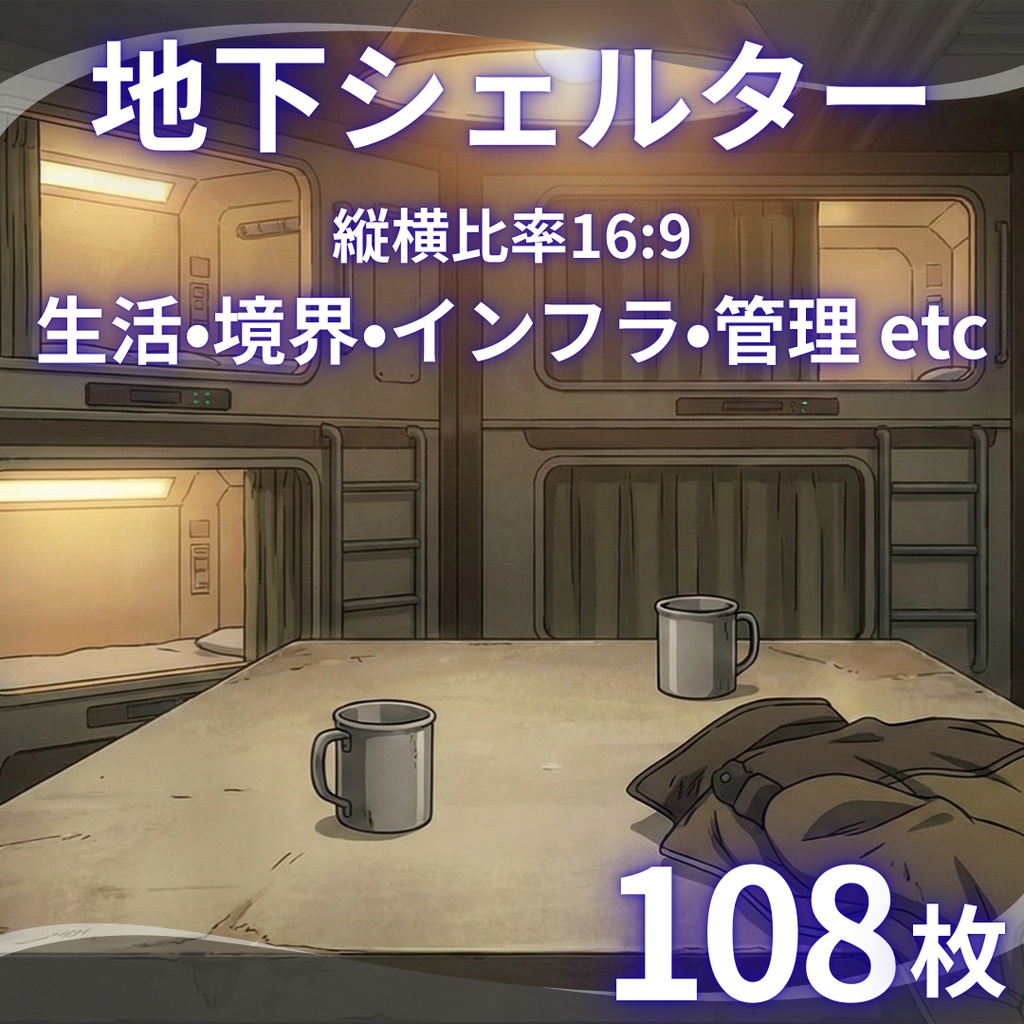 【背景素材】 地下シェルター 108枚｜居住・生活・インフラ・研究・異変・境界・扉・荒廃etc（TRPG, マダミス, ココフォリア, ゲーム）
