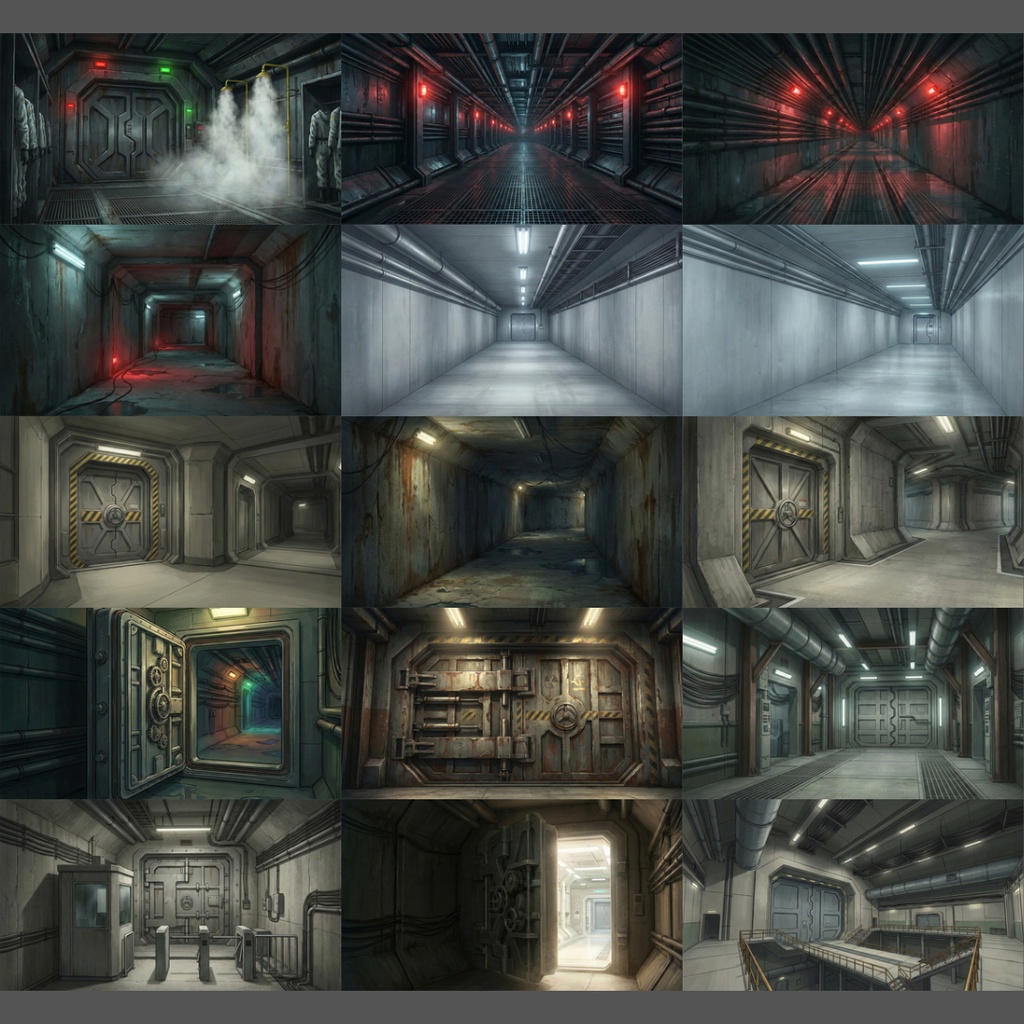 【背景素材】 地下シェルター 108枚|居住・生活・インフラ・研究・異変・境界・扉・荒廃etc(TRPG, マダミス, ココフォリア, ゲーム)