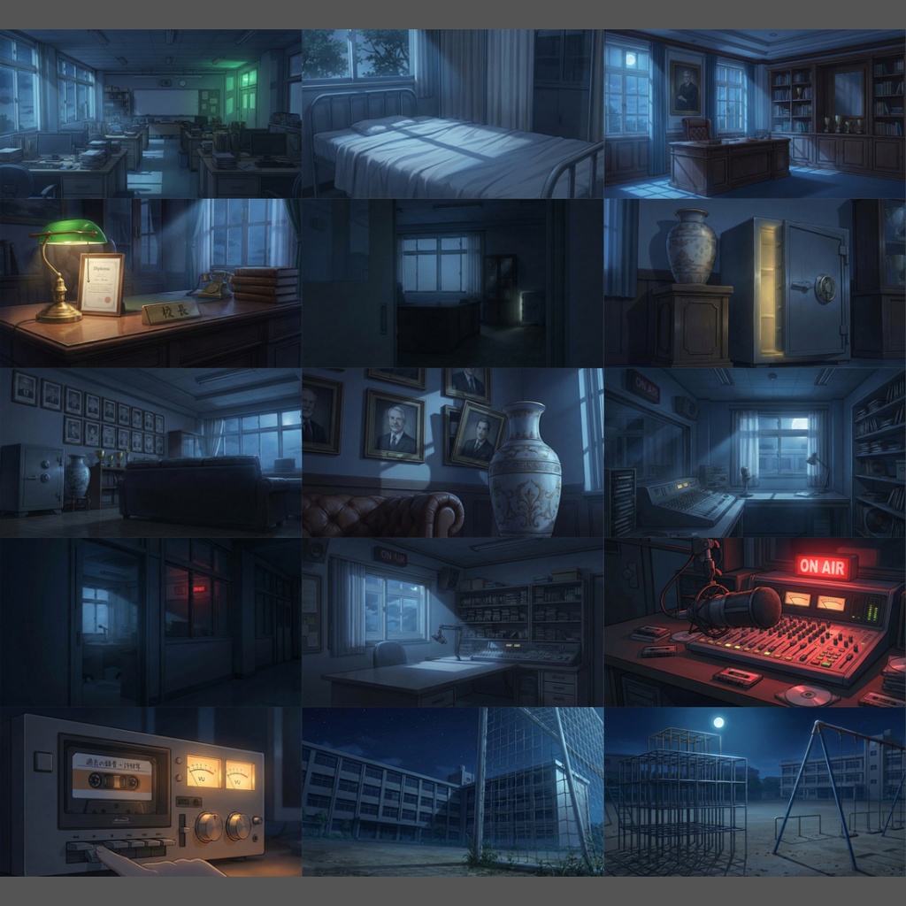 【背景素材】 深夜の学校 119枚|体育館・教室・教員室・廊下・理科室・美術室・音楽室・トイレetc(TRPG, マダミス, ココフォリア, ゲーム)