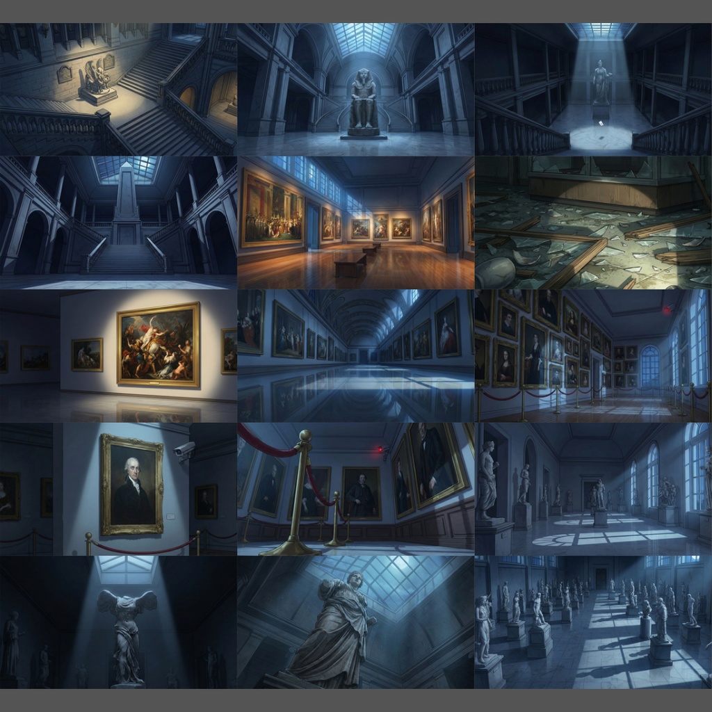 【背景素材】 夜の美術館・博物館 109枚|展示エリア・洋・美術・歴史・自然科学・カフェ・事件・異変・屋上etc(TRPG, マダミス, ココフォリア, ゲーム)