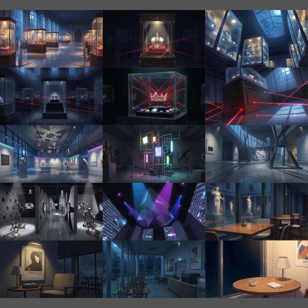 【背景素材】 夜の美術館・博物館 109枚|展示エリア・洋・美術・歴史・自然科学・カフェ・事件・異変・屋上etc(TRPG, マダミス, ココフォリア, ゲーム)