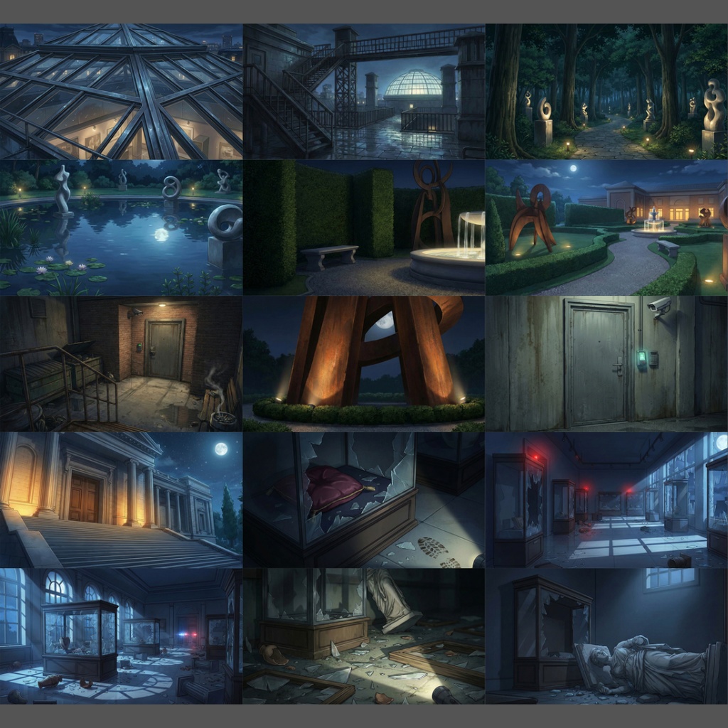 【背景素材】 夜の美術館・博物館 109枚|展示エリア・洋・美術・歴史・自然科学・カフェ・事件・異変・屋上etc(TRPG, マダミス, ココフォリア, ゲーム)