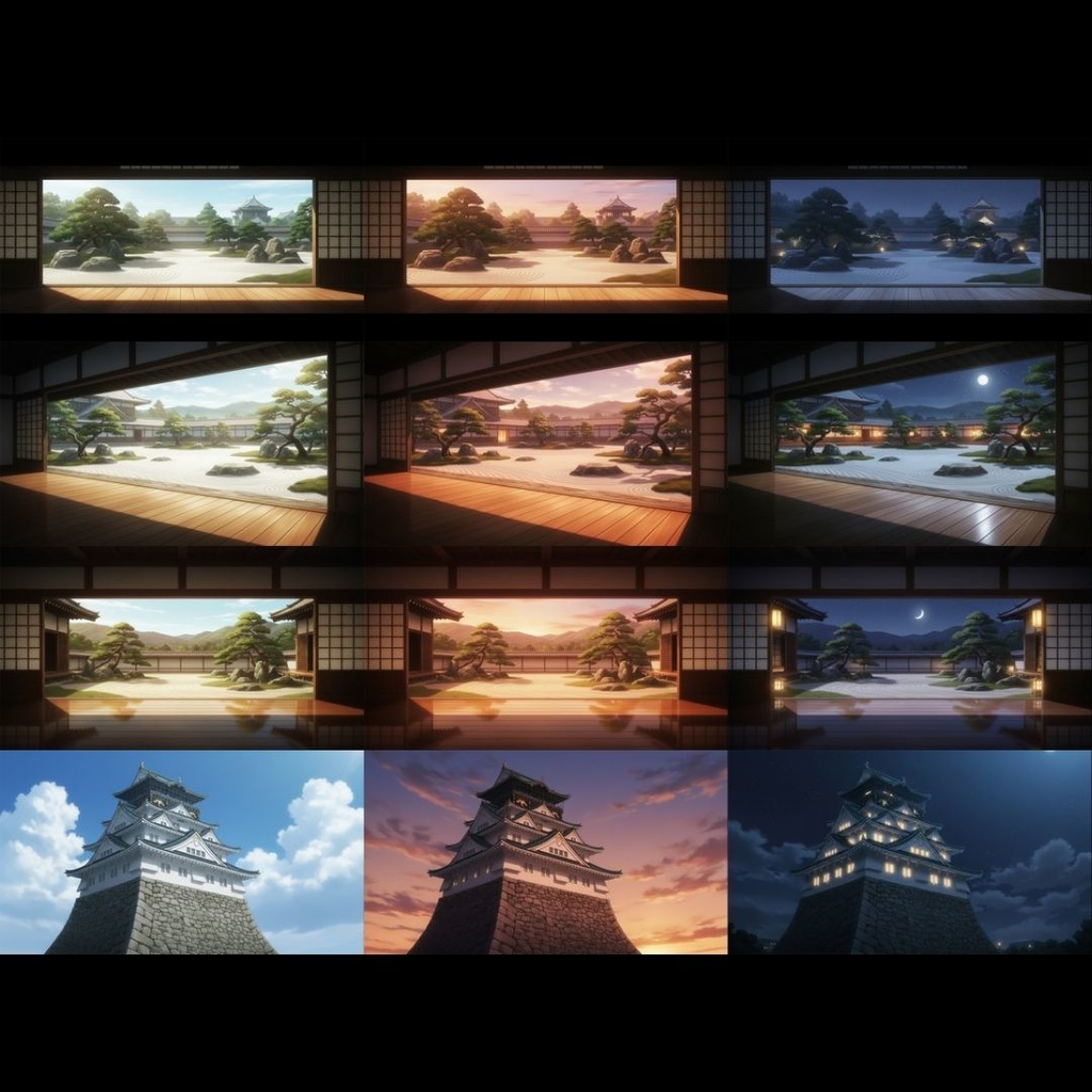 【TRPG背景素材】日本の城 163枚|天守閣•大広間•庭園•武器庫•階段•古井戸•米蔵•隠し部屋•台所etc