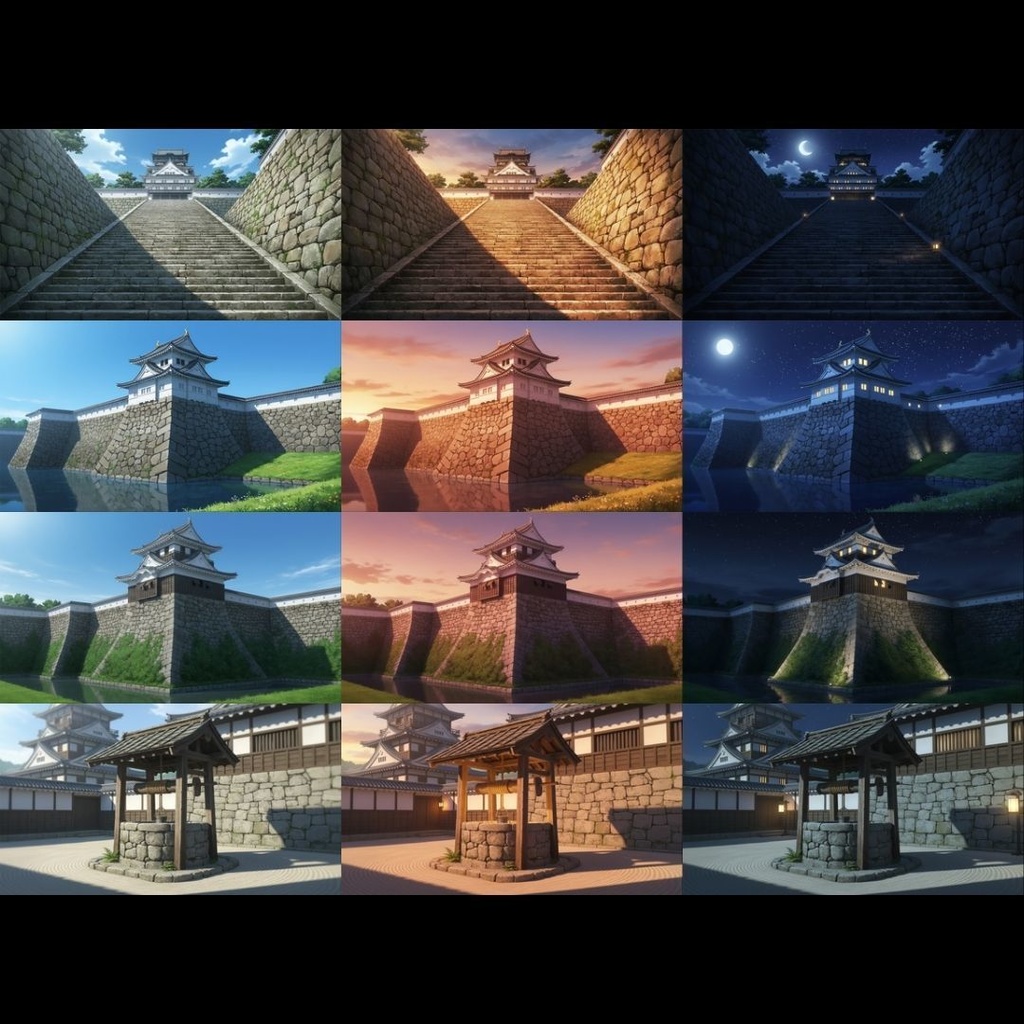 【TRPG背景素材】日本の城 163枚|天守閣•大広間•庭園•武器庫•階段•古井戸•米蔵•隠し部屋•台所etc