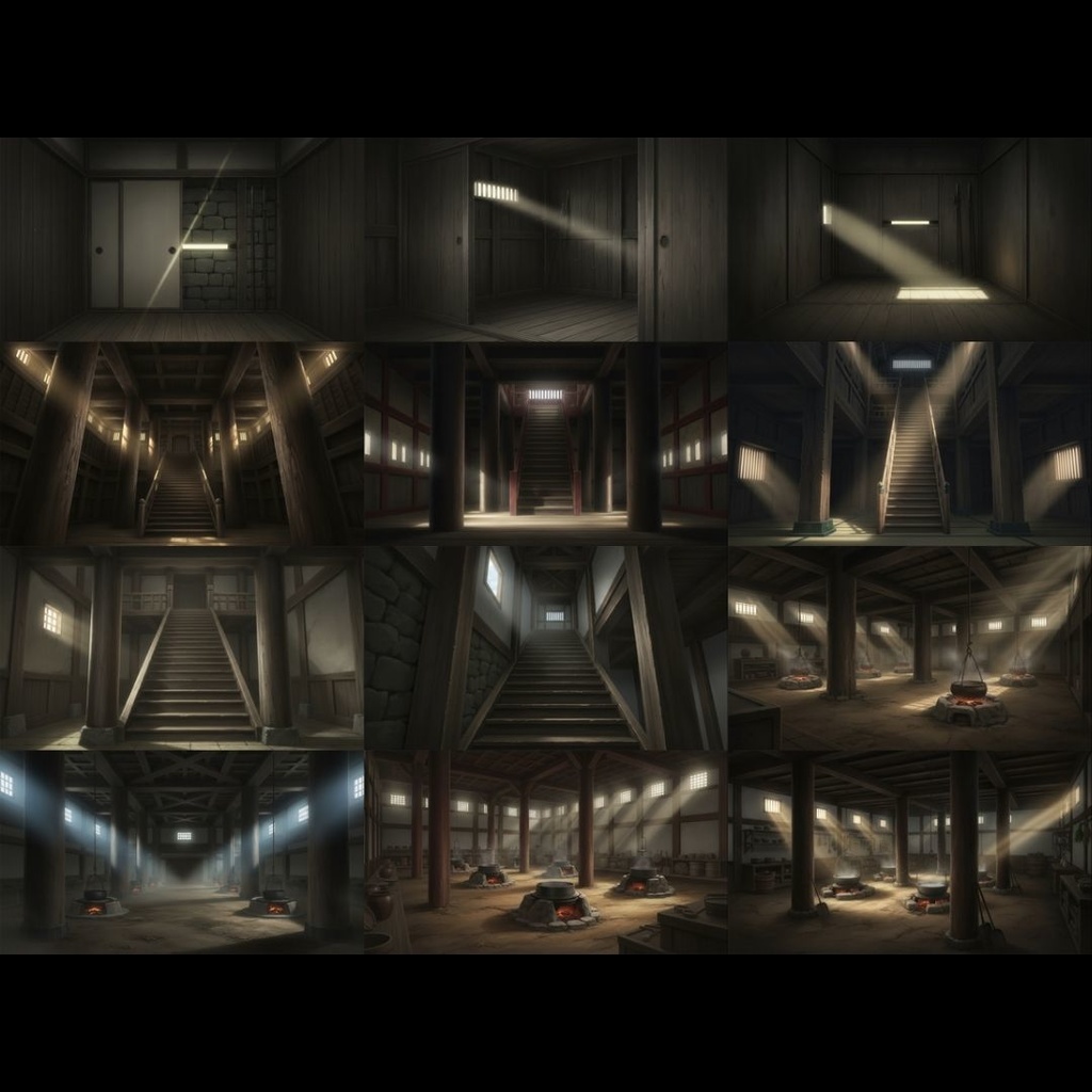 【TRPG背景素材】日本の城 163枚|天守閣•大広間•庭園•武器庫•階段•古井戸•米蔵•隠し部屋•台所etc