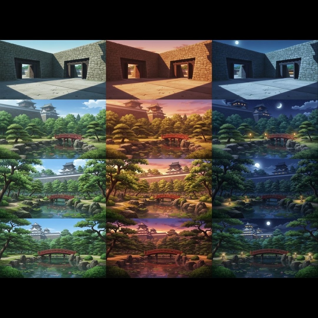 【TRPG背景素材】日本の城 163枚|天守閣•大広間•庭園•武器庫•階段•古井戸•米蔵•隠し部屋•台所etc