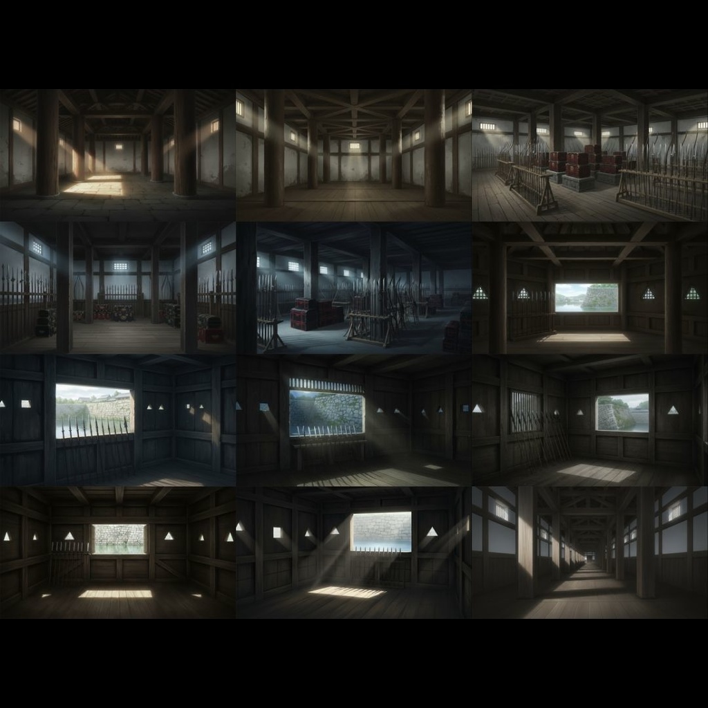 【TRPG背景素材】日本の城 163枚|天守閣•大広間•庭園•武器庫•階段•古井戸•米蔵•隠し部屋•台所etc