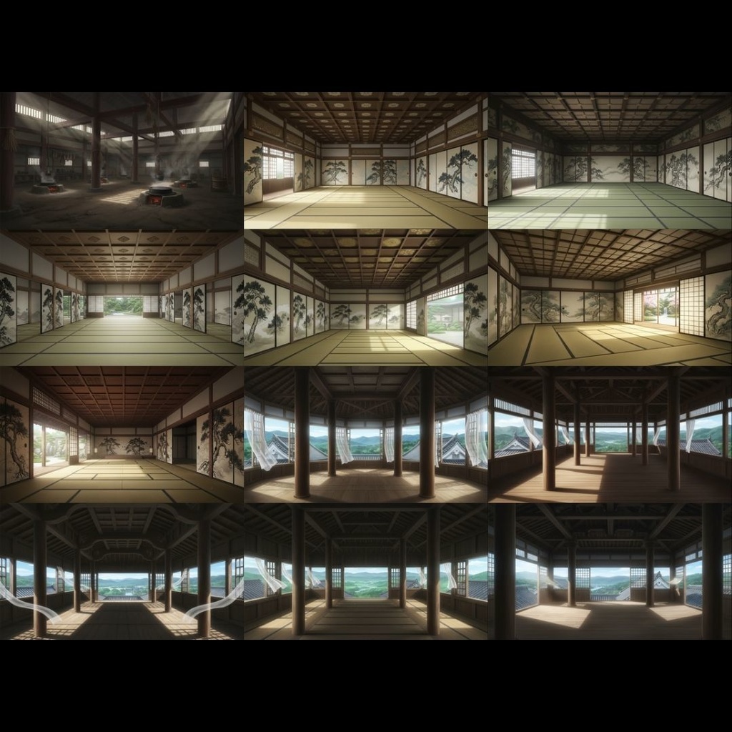 【TRPG背景素材】日本の城 163枚|天守閣•大広間•庭園•武器庫•階段•古井戸•米蔵•隠し部屋•台所etc